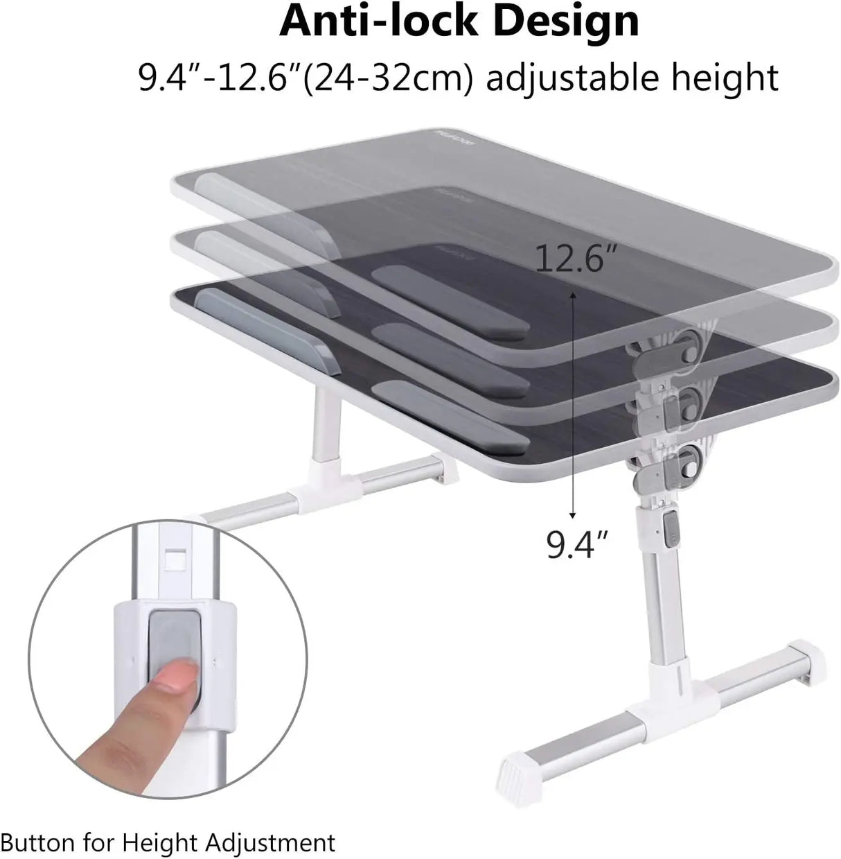 Laptop Bed Tray Table, Adjustable Laptop Bed Stand, Portable Standing Table with Foldable Legs, Foldable Lap Tablet Table for Sofa Couch Floor - Medium Size