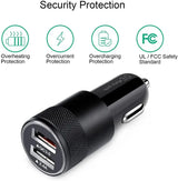 Fast Car Charger, Quick Charging 5.4A/30W Phone USB Adapter Rapid Plug 2 Port Cigarette Lighter Charger Flush Compatible Samsung, Tablet, Iphone, Ipad, LG