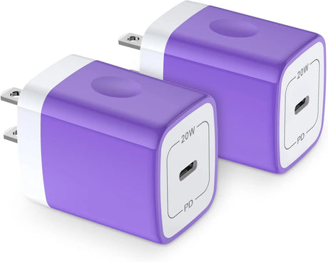 20W PD USB C Box Wall Charger, 2Pack Fast Charging Type C Charger Block Power Adapter USB C Plug Cube Brick for Pixel 8 7 Pro 7A 7 6A 5A 4 Xl,Samsung S24 A15 A14 A13 S23,Iphone 15 14 Pro Max,Ipad Pro