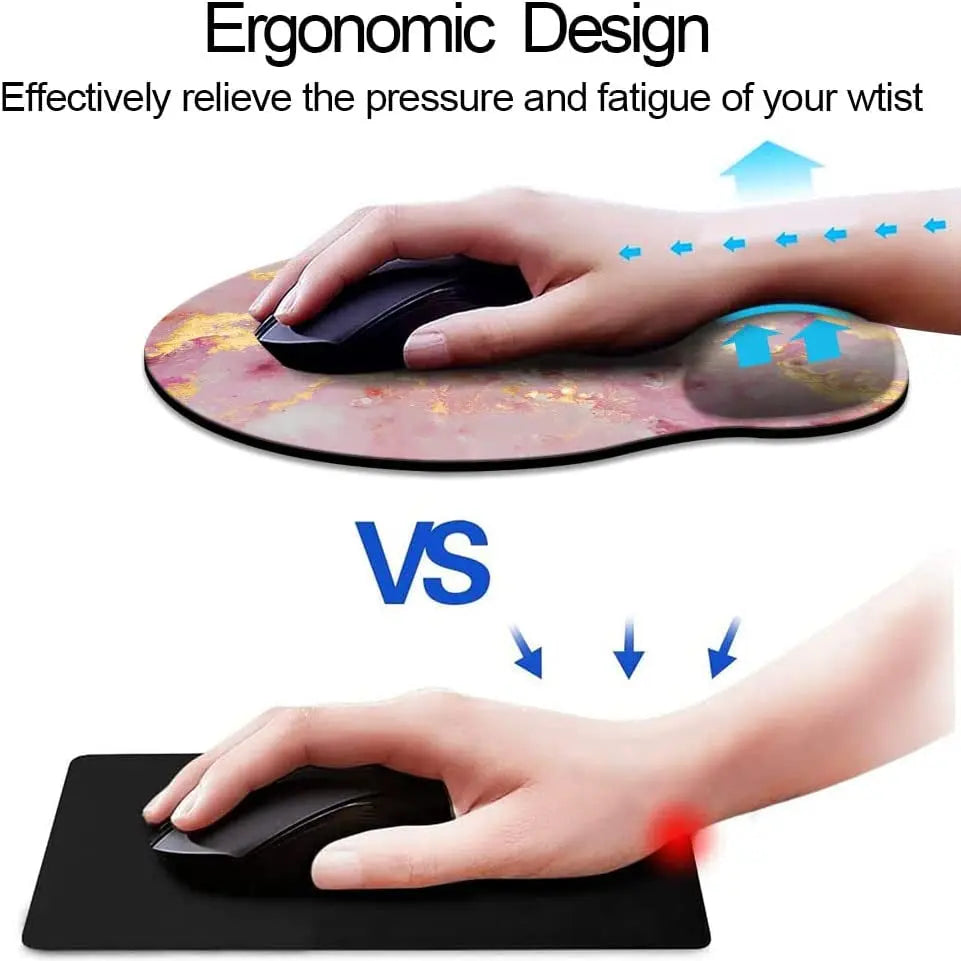 Ergonomic Mouse Pad with Wrist Support, Cute Wrist Pad with Non-Slip Rubber Base for Computer, Laptop, Home Office Gaming, Working, Easy Typing & Pain Relief,Rose Marble