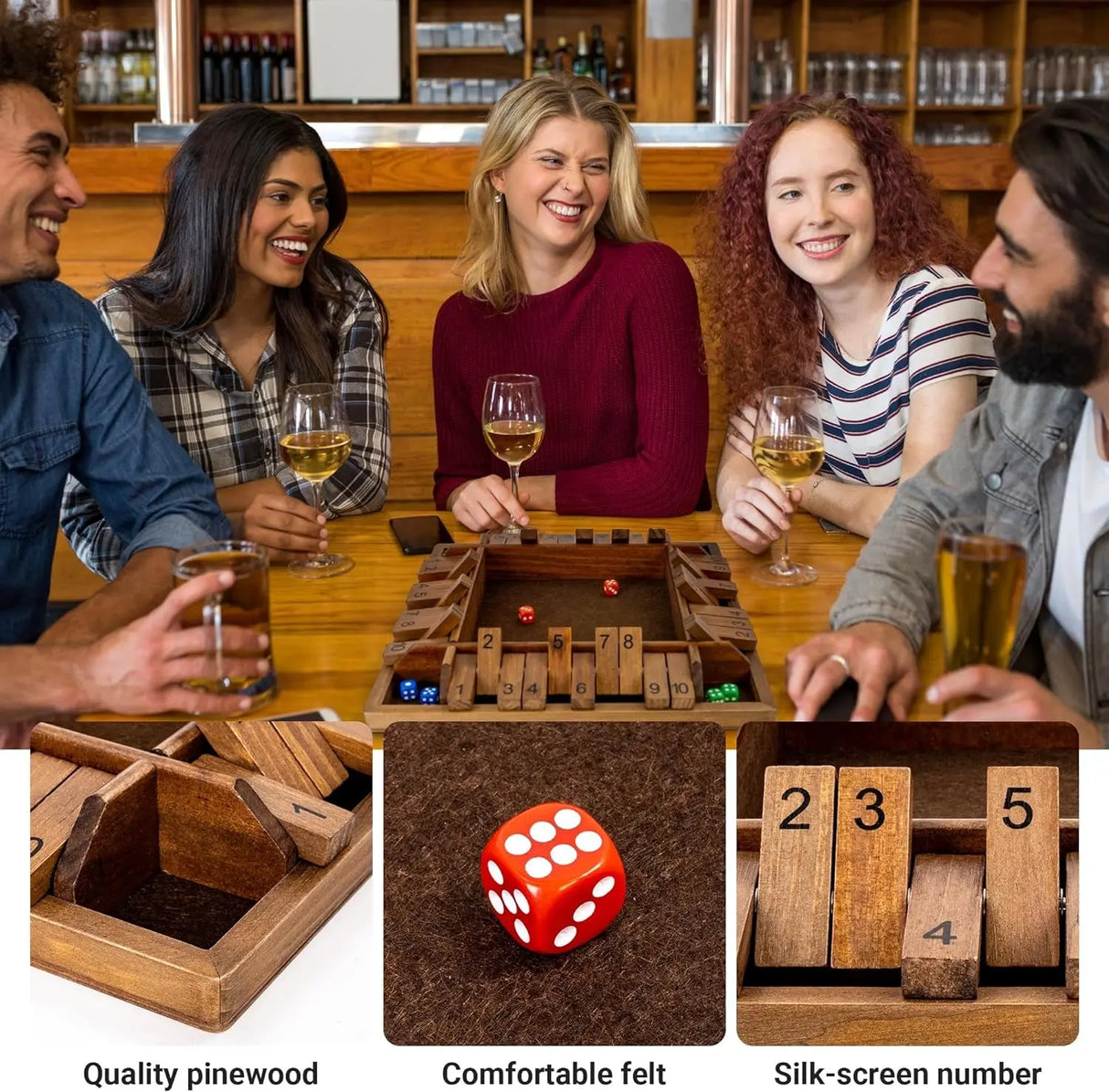 14 Inches 4-Way Board Game (2-4 Players) for Kids & Adults [Large Wooden Game, 8 Dice + Rules] Smart Addition Learning Game – Vantage Style