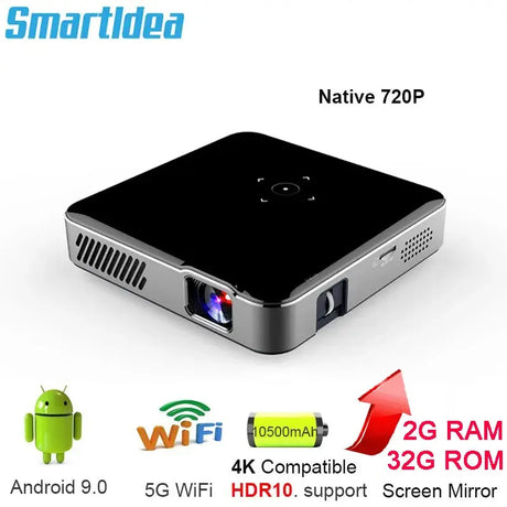 HD Portable Smart Projector Android 9.0 5G Wifi Proyector DLP 4K Projector 10500Mah Battery Mobile Smartphone Beamer
