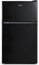 WHD-113FB1 Double Door Mini Fridge with Freezer for Bedroom Office or Dorm with Adjustable Remove Glass Shelves Compact Refrigerator, 3.1 Cu Ft, Black