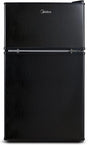WHD-113FB1 Double Door Mini Fridge with Freezer for Bedroom Office or Dorm with Adjustable Remove Glass Shelves Compact Refrigerator, 3.1 Cu Ft, Black