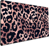 Desk Mat Decor Leopard Rose Black Large Gaming Mouse Pad Gold Pink Marble Mousepad for Women Computer Office Keyboard Mat Laptop Big Mouse Pad Cute Desk Decor 31.5X15.7 in with Non-Slip Stitched Ege