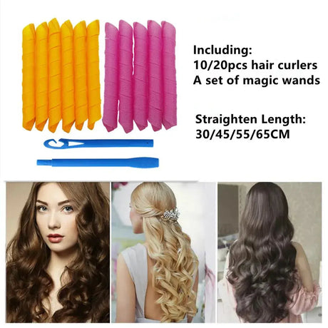 10Pcs Heatless Hair Curler No Heat Hair Rollers Sleeping Soft Spiral Curls Lazy Perm Curling Rod Wave Formers Hair Styling Tools