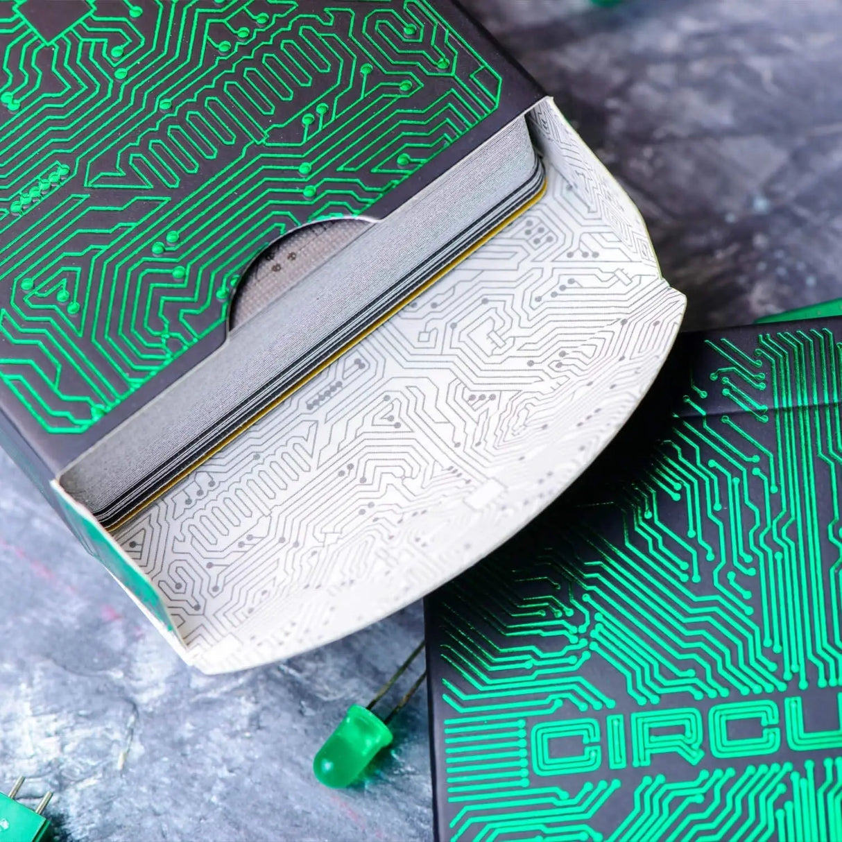 Circuit Neon Green Playing Cards with Free Card Game Ebook, Creative Deck of Cards, Premium Card Deck, Cool Poker Cards, Unique Bright Colors for Kids & Adults, Computer Themed, Black Playing Cards