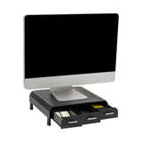 Plastic PC, Laptop Imac, Monitor Stand with Three Drawer Desk Organizer, Silver