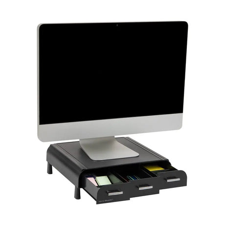 Plastic PC, Laptop Imac, Monitor Stand with Three Drawer Desk Organizer, Silver