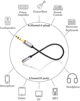 Topseries 6.35Mm (1/4 Inch) to 3.5Mm (1/8 Inch) Headphone Jack Adapter, 1/8 (Female) to 1/4 (Male) Extension Cable, 3.5 to 6.35 Audio Cable for Mixer Guitar Piano Amplifier Speaker and More