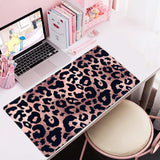 Desk Mat Decor Leopard Rose Black Large Gaming Mouse Pad Gold Pink Marble Mousepad for Women Computer Office Keyboard Mat Laptop Big Mouse Pad Cute Desk Decor 31.5X15.7 in with Non-Slip Stitched Ege