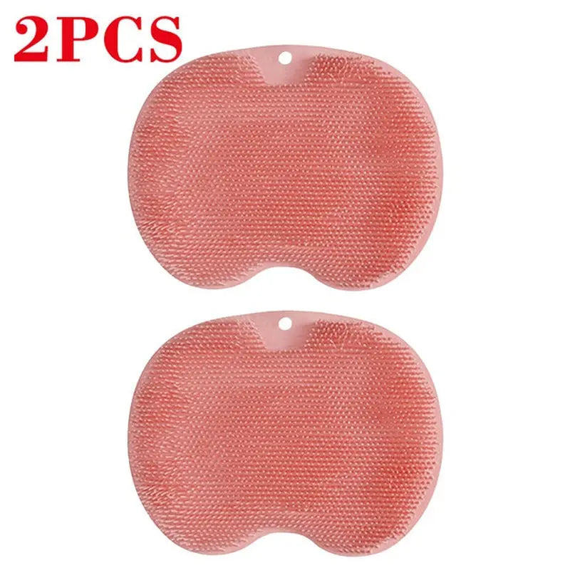 2 PCS Exfoliating Shower Massage Scraper Back Massage Brush Silicone Foot Scrubber Suction Cup Non-Slip Bath Mat Body Cleansing