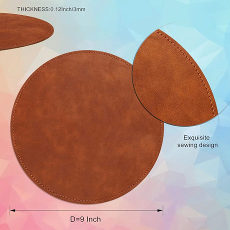 Round Mouse Pad PU Leather Mouse Pad with Stitched Edge Micro-Fiber Base with Non-Slip Waterproof, Mouse Pad for Computers, Laptop, Office & Home,1 Pack, 9Inch9Inch (Milky White)