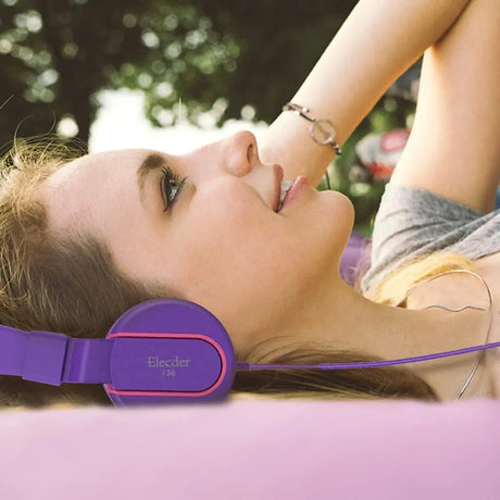 I36 Kids Headphones Children Girls Boys Teens Foldable Adjustable on Ear Headphones 3.5Mm Jack Compatible Cellphones Computer Kindle MP3/4 School Tablet Purple/Red