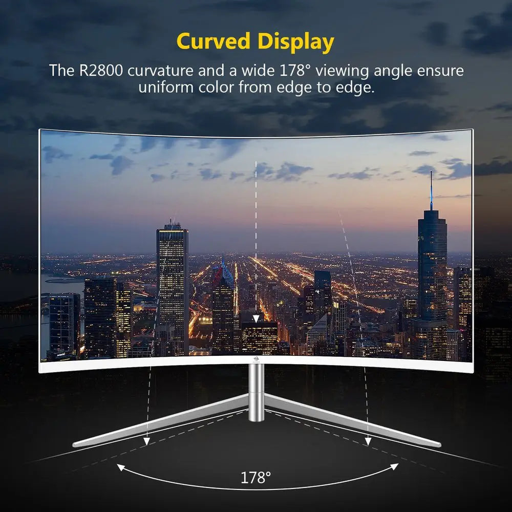 U24C 24-Inch Curved Monitor Full HD LED Monitor 1920X1080 75Hz 5Ms VGA+HDMI Port Dual Speaker