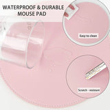 2 Pack Ultra Thin Waterproof PU Leather Mouse Pad,Stitched Edges,Works for Computers, Laptop,All Types of Mouse Pad, Office/Home(8.66'', 2 Pack, Pink)