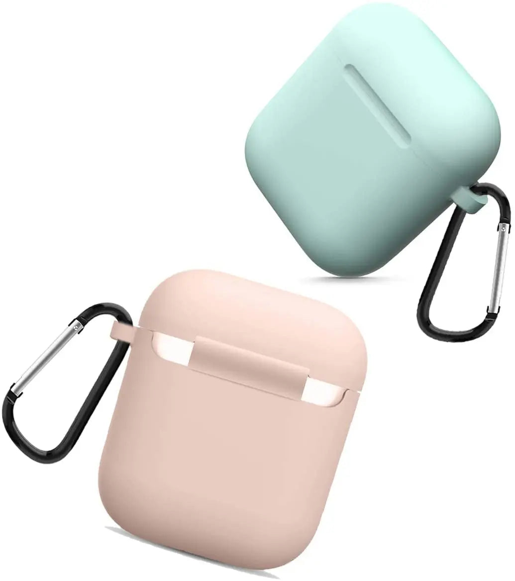 Compatible Airpods Case Cover Silicone Protective Skin for Apple Airpod Case 2Nd &1St Generation (2 Pack) (Pink-Turquoise)