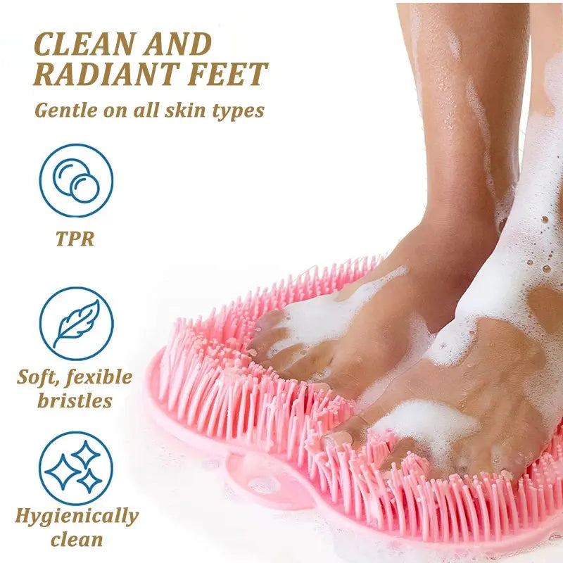 2 PCS Exfoliating Shower Massage Scraper Back Massage Brush Silicone Foot Scrubber Suction Cup Non-Slip Bath Mat Body Cleansing