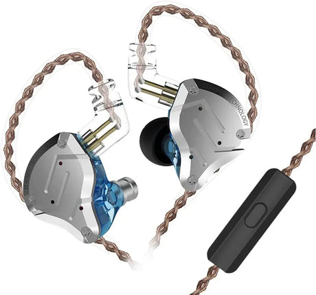 KZ ZS10 Pro in Ear Monitor Headphone, KZ Hifi Earbuds Headphone with 4 Balanced Armatures and 1 Dynamic Drivers for Drummer Musician (Blue with Mic)…