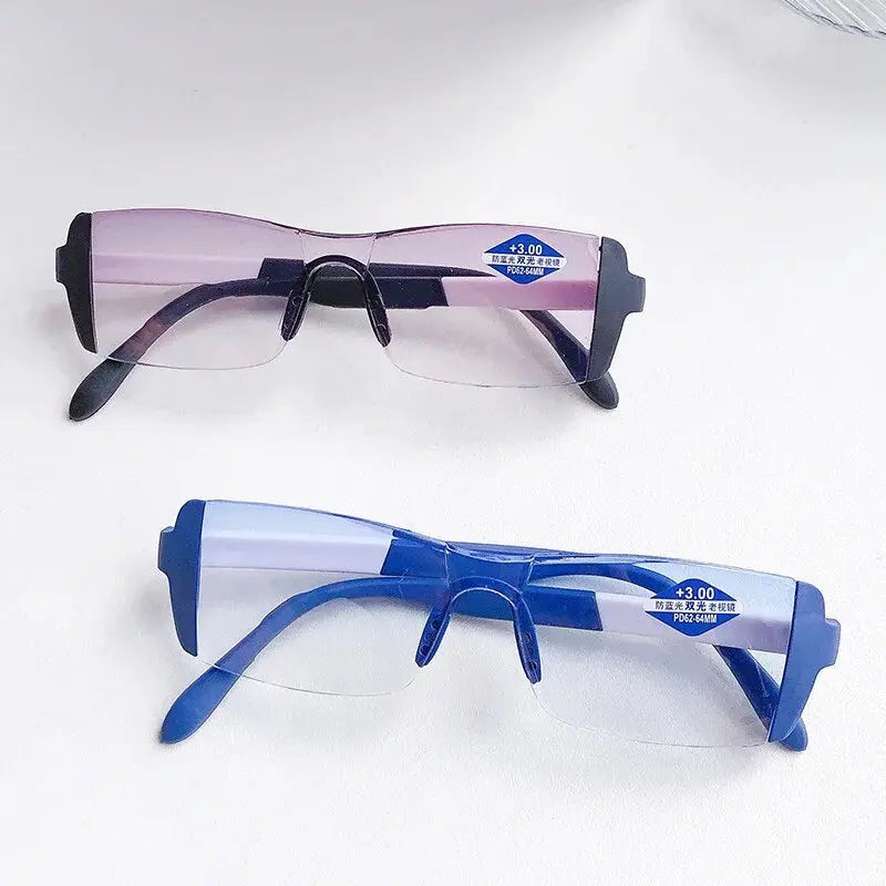 Bifocal Reading Glasses Fashion Presbyopic Glasses Far and near Glasses +1.0 to +4.0 Anti-Blue Light Mens Glasses Transparent