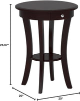 Wood Sasha Accent Table, Cappuccino(Color May Slightly Vary), 20 in X 20 in X 27 In