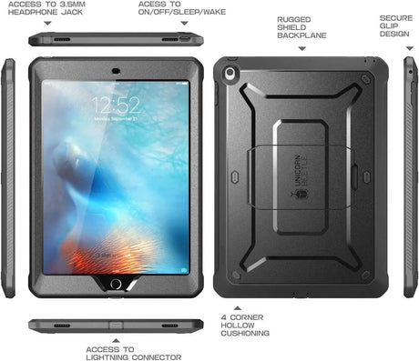 Unicorn Beetle Pro Series Case Designed for Ipad 9.7 2018/2017, with Built-In Screen Protector & Dual Layer Full Body Rugged Protective Case for Ipad 9.7 5Th / 6Th Generation(Black)