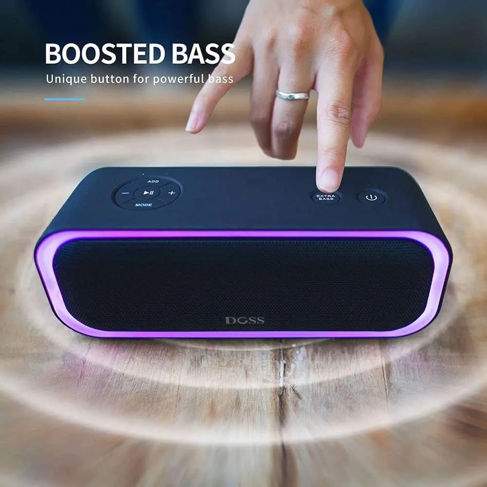 Bluetooth Speaker, Soundbox Pro Wireless Speaker with 20W Stereo Sound, Active Extra Bass, Bluetooth5.0, IPX6 Waterproof, Wireless Stereo Pairing, Multi-Colors Lights, 20Hrs Playtime -Blue