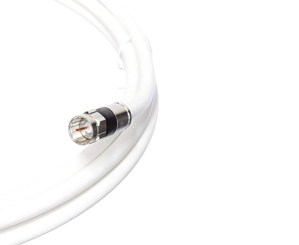 3 Feet, White - RG6 Coax Cable for TV - 3 FT Coaxial Cable for TV - Flexible Coaxial Cable - Short Coaxial Cable 3 Feet - CL2 Coaxial TV Cable - Dual-Shielded Coax - 3 Foot (0.9 Meters), White