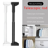 40-450CM White Shower Curtain Rod Adjustable Stainless Steel Tension Telescopic Rod for Bathroom Windows No Drill Simple Bracket