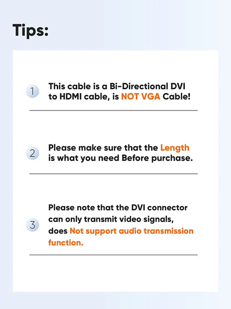 10Ft HDMI to DVI Cable - Bi-Directional 1080P HD Video Adapter Cable with 24+1 DVI-D Male Connector for PC, Laptop, TV, Projector