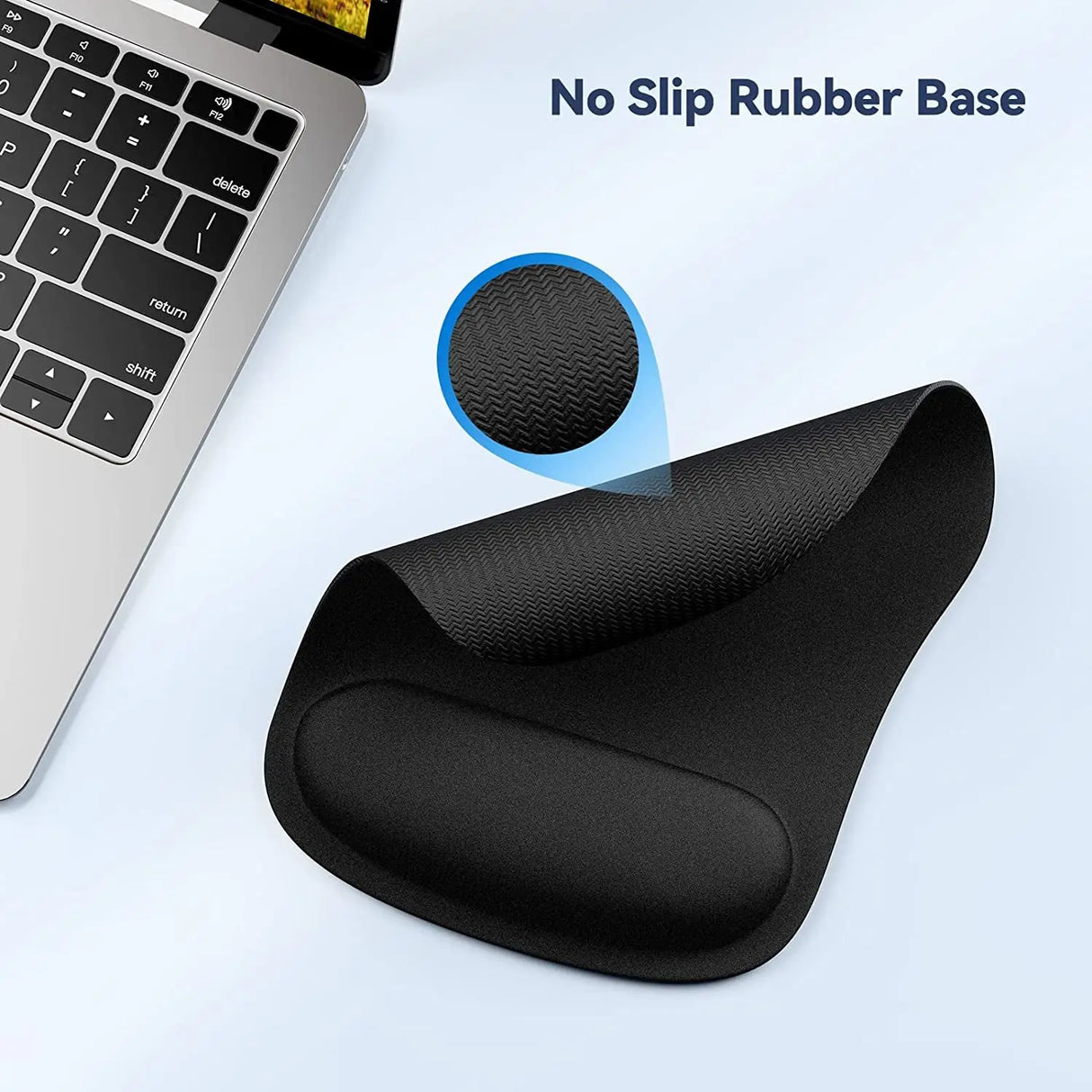 Mouse Pad with Wrist Support, Ergonomic Gaming Mouse Pad Pain Relief, Portable Comfortable Mousepad for Computer, Laptop, Office, Home and Travel, Non-Slip Base, Waterproof Surface, Black