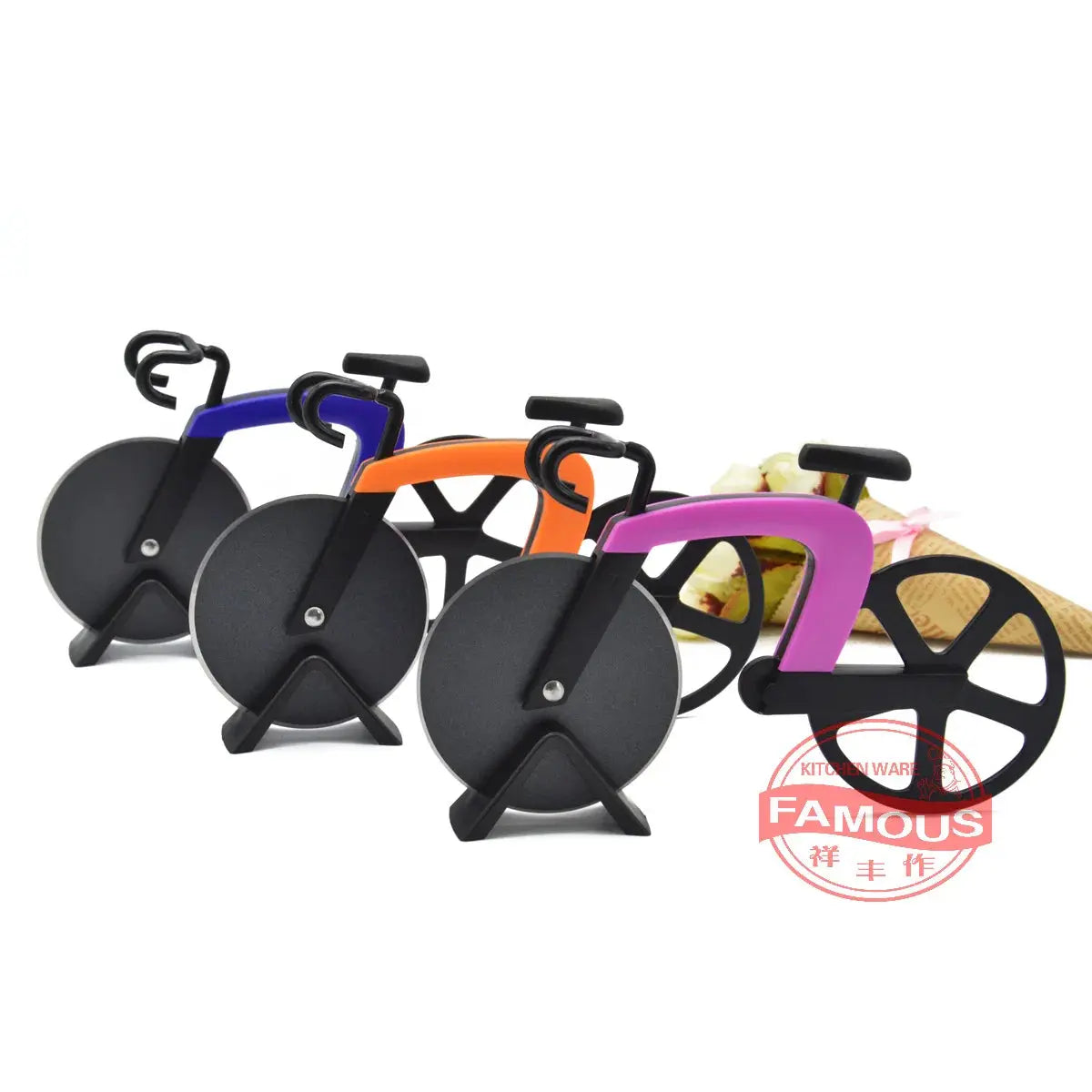 Kitchen Utensils Pizza Cutters Wheels Eco Friendly Stainless Steel Pizza Tools Creative Bicycle Design