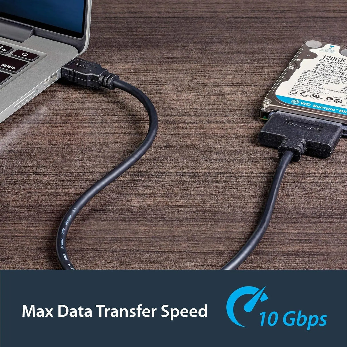 USB 3.1 to 2.5" SATA Hard Drive Adapter - USB 3.1 Gen 2 10Gbps with UASP External HDD/SSD Storage Converter (USB312SAT3CB)