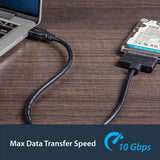 USB 3.1 to 2.5" SATA Hard Drive Adapter - USB 3.1 Gen 2 10Gbps with UASP External HDD/SSD Storage Converter (USB312SAT3CB)