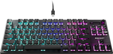 Vulcan TKL Mechanical Gaming Keyboard, Compact, Tenkeyless, Titan Optical Switches, RGB Lighting, Anodized Aluminum Top Plate, Detachable USB-C Cable, Low Profile Design, Black