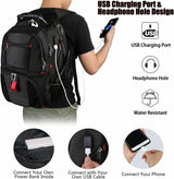 Travel Backpack, Extra Large 50L Laptop Backpacks for Men Women, Water Resistant College Backpacks Airline Approved Business Work Bag with USB Charging Port Fits 17 Inch Computer, Black