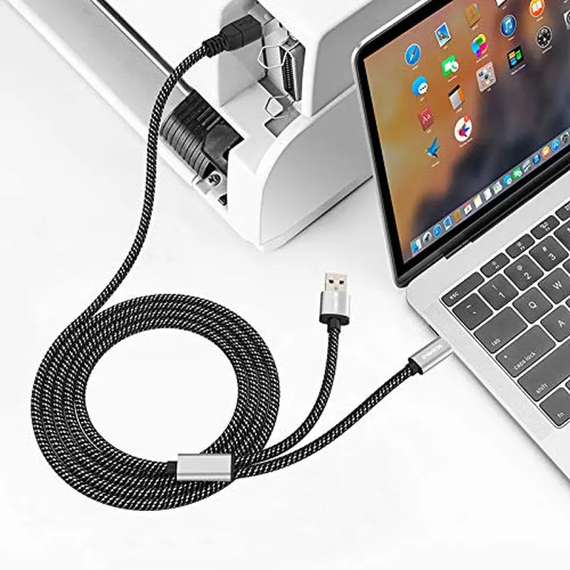 2In1 USB C to USB B Printer Cable 5Feet/1.5M with USB Printer Cable USB A-Male to B-Male Cable Compatible with Macbook Pro,Hp,Canon,Brother,Samsung Printers