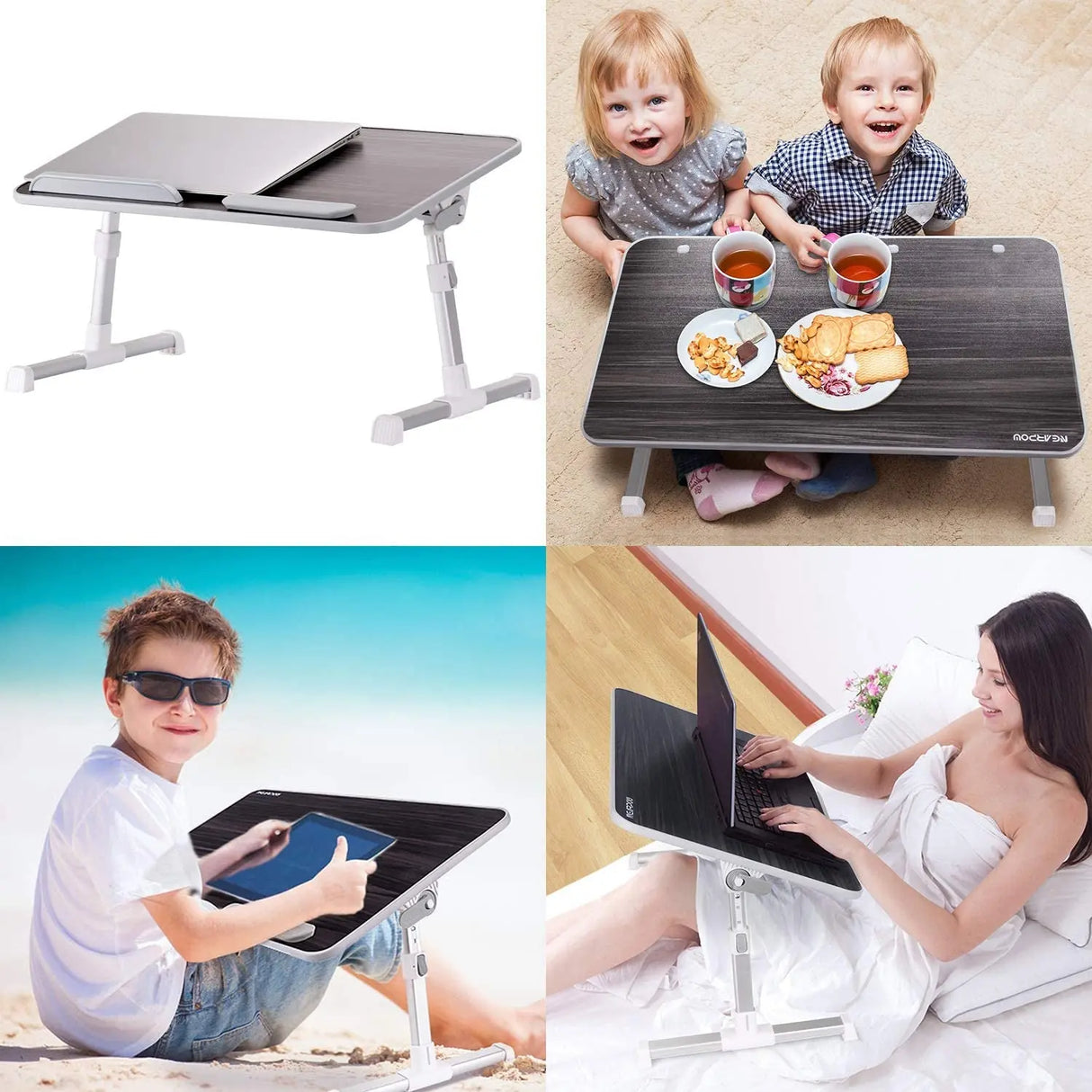 Laptop Bed Tray Table, Adjustable Laptop Bed Stand, Portable Standing Table with Foldable Legs, Foldable Lap Tablet Table for Sofa Couch Floor - Medium Size