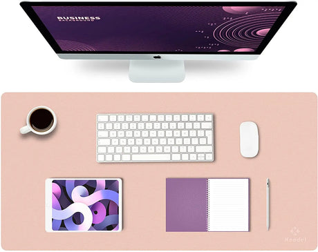 Waterproof Leather Desk Mat for Desktop, Keyboard and Mouse - Pink, 31.5" X 15.7"