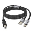 2In1 USB C to USB B Printer Cable 5Feet/1.5M with USB Printer Cable USB A-Male to B-Male Cable Compatible with Macbook Pro,Hp,Canon,Brother,Samsung Printers