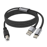 2In1 USB C to USB B Printer Cable 5Feet/1.5M with USB Printer Cable USB A-Male to B-Male Cable Compatible with Macbook Pro,Hp,Canon,Brother,Samsung Printers