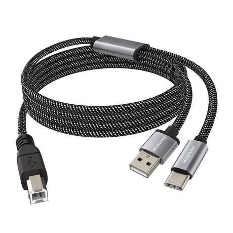 2In1 USB C to USB B Printer Cable 5Feet/1.5M with USB Printer Cable USB A-Male to B-Male Cable Compatible with Macbook Pro,Hp,Canon,Brother,Samsung Printers