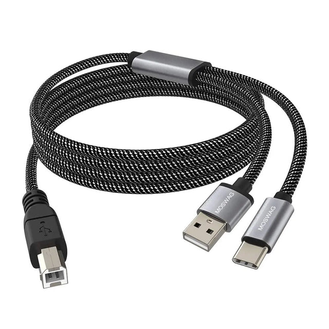 2In1 USB C to USB B Printer Cable 5Feet/1.5M with USB Printer Cable USB A-Male to B-Male Cable Compatible with Macbook Pro,Hp,Canon,Brother,Samsung Printers