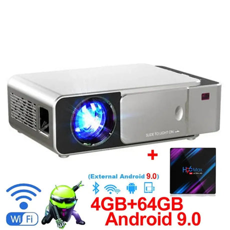 WZATCO T6 Android 9.0 WIFI Support HD Video Portable LED Projector Home Theater Mobile Beamer for Smartphone Proyector