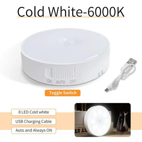 4Pcs USB Rechargeable Motion Sensor LED Night Light Wall Decoration Bedroom Night Lamp Kitchen Cabinet Lights Child Nightlight