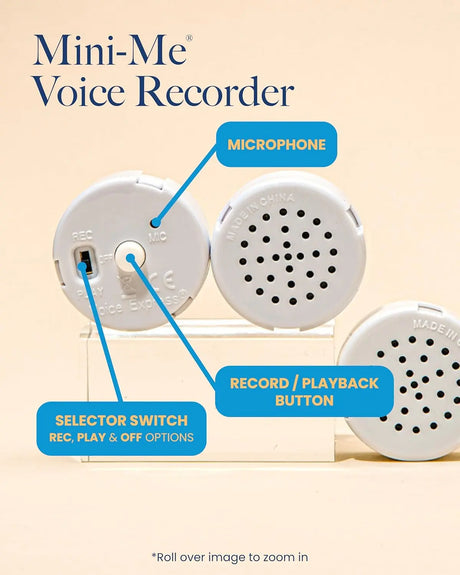 20-Seconds Multi-Message Voice Recorder - Audio Recorder for Plush & Stuffed Toys – Digital Voice Recorder with Playback – Kids Customizable Mini Voice Recorder - Battery Included – 1 Pack
