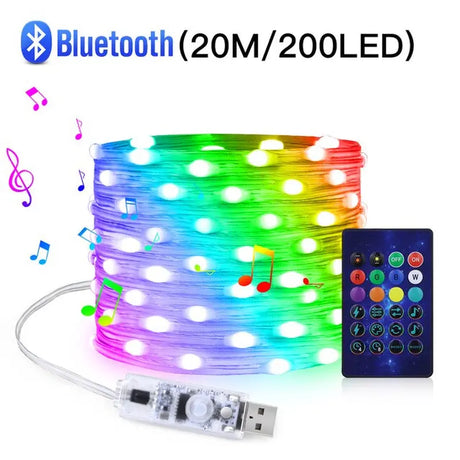 5M/10M/20M LED Christmas Lights Fairy String Light Smart Bluetooth Addressable Curtain Lights Garland Festoon Home Party Decor