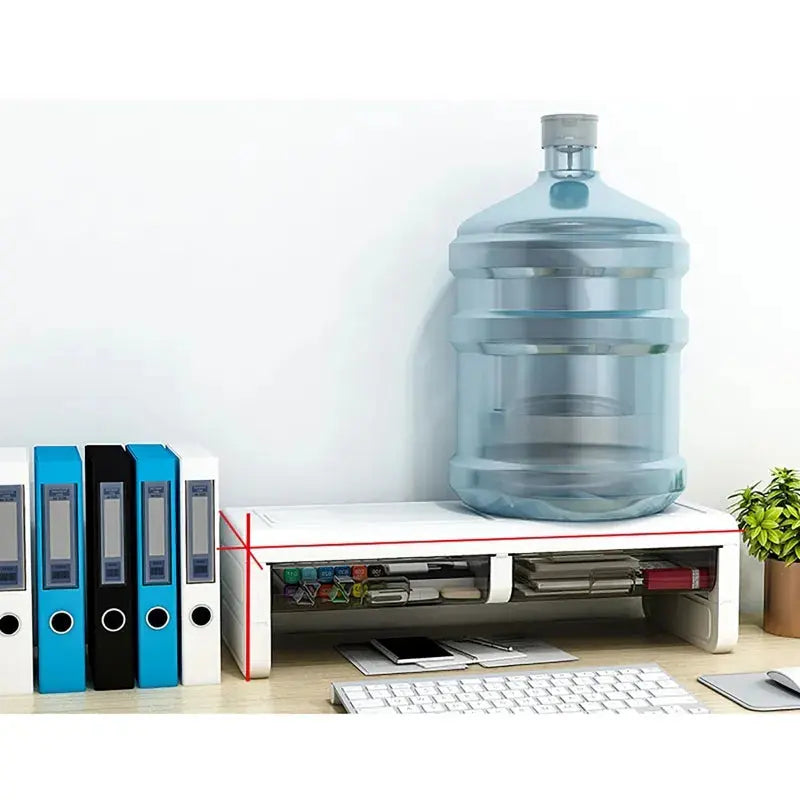 Desktop Computer Monitor Stand Raiser Multi-Function Storage Shelf 2 Drawer PC Computer Laptop Holder Heightening Bracket