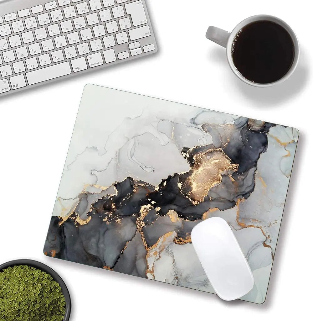 White Gold Marble Mouse Pad,Gaming Creativity Custom Non-Slip Rubber Base Cute Mouse Pads for Computers Laptop Office,9.5"X7.9"X0.12" Inch