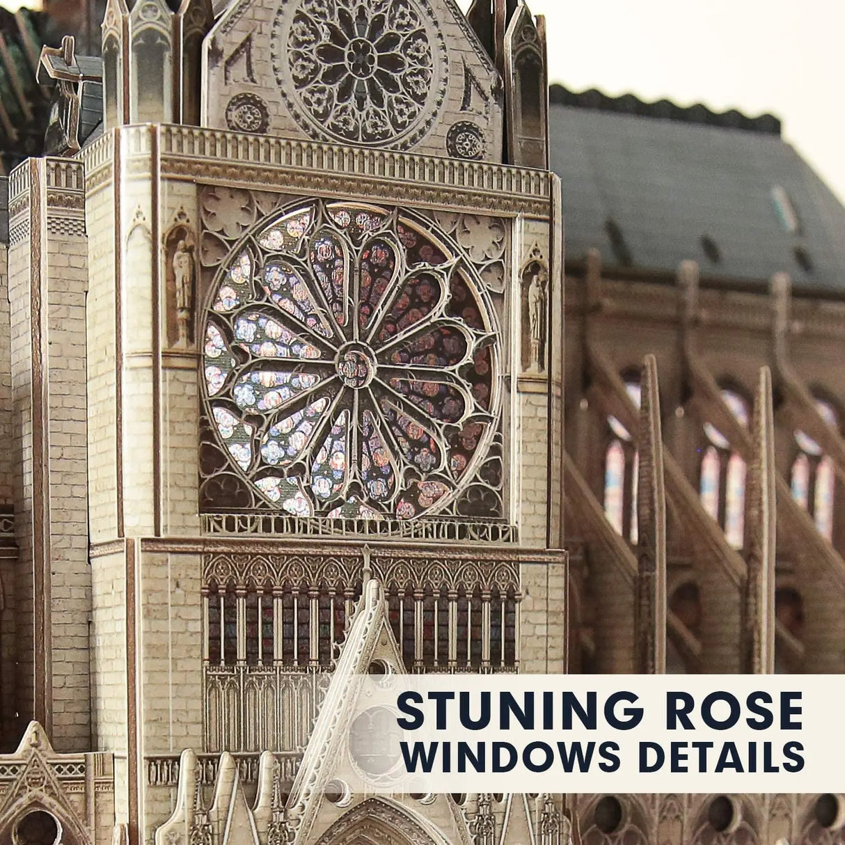 3D Puzzle for Adults Moveable Notre Dame De Paris Church Model Kits Large Challenge French Cathedral Brain Teaser Architecture Building, 293 Pieces Christmas Decorations